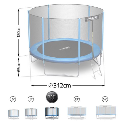 Trampolina ogrodowa 10ft/312cm z siatką zewnętrzną i drabinką Neo-Sport Trampolina ogrodowa 10ft/312cm z siatką zewnętrzną i drabinką Neo-Sport