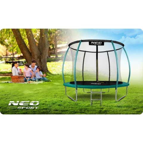 Trampolina ogrodowa 8ft/252cm z siatką, profilowanymi słupkami i drabinką Neo-Sport Neo-Sport Trampolina ogrodowa 8ft/252cm z siatką, profilowanymi słupkami i drabinką Neo-Sport Neo-Sport