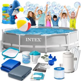 Basen ogrodowy stelażowy 305 x 76 cm 15w1 INTEX 26702 + maszynka do baniek GRATIS INTEX