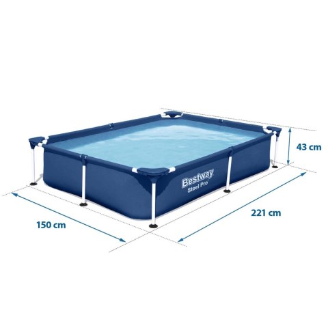 Basen prostokątny stelażowy 221 x 150 x 43 cm Bestway 56401N Bestway Basen prostokątny stelażowy 221 x 150 x 43 cm Bestway 56401N Bestway