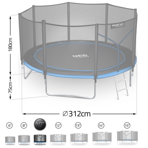 Trampolina ogrodowa 10ft/312cm z siatką zewnętrzną i drabinką Neo-Sport Neo-Sport Trampolina ogrodowa 10ft/312cm z siatką zewnętrzną i drabinką Neo-Sport Neo-Sport