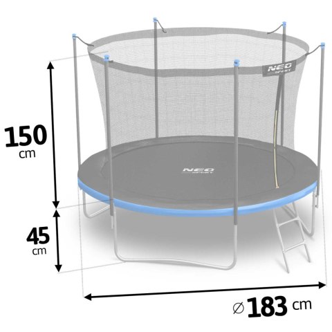 Trampolina ogrodowa 6ft/183cm z siatką wewnętrzną i drabinką Neo-Sport Neo-Sport Trampolina ogrodowa 6ft/183cm z siatką wewnętrzną i drabinką Neo-Sport Neo-Sport