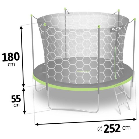Trampolina ogrodowa 8ft/252cm z siatką wewnętrzną i drabinką Neo-Sport Neo-Sport Trampolina ogrodowa 8ft/252cm z siatką wewnętrzną i drabinką Neo-Sport Neo-Sport