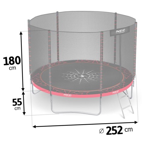 Trampolina ogrodowa 8ft/252cm z siatką zewnętrzną i drabinką Neo-Sport Neo-Sport Trampolina ogrodowa 8ft/252cm z siatką zewnętrzną i drabinką Neo-Sport Neo-Sport