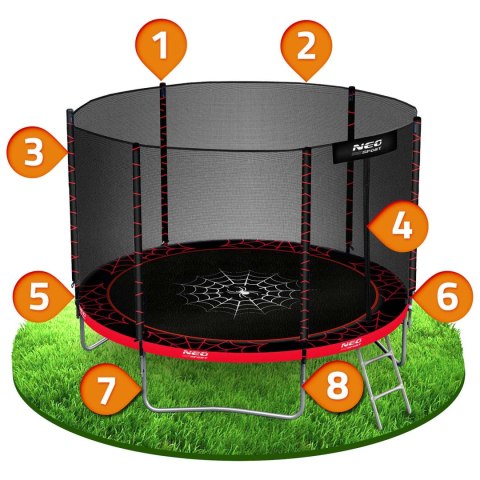 Trampolina ogrodowa 8ft/252cm z siatką zewnętrzną i drabinką Neo-Sport Neo-Sport Trampolina ogrodowa 8ft/252cm z siatką zewnętrzną i drabinką Neo-Sport Neo-Sport