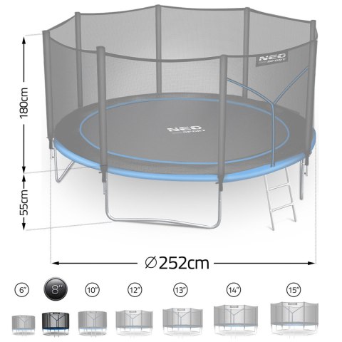 Trampolina ogrodowa 8ft/252cm z siatką zewnętrzną i drabinką Neo-Sport Neo-Sport Trampolina ogrodowa 8ft/252cm z siatką zewnętrzną i drabinką Neo-Sport Neo-Sport