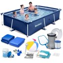 Basen ogrodowy stelażowy 259x170x61 cm zestaw 15w1 Bestway 56403N Bestway Basen ogrodowy stelażowy 259x170x61 cm zestaw 15w1 Bestway 56403N Bestway