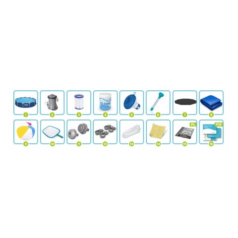 Basen ogrodowy stelażowy 366 x 76 cm zestaw 15w1 Bestway 56681 Bestway Basen ogrodowy stelażowy 366 x 76 cm zestaw 15w1 Bestway 56681 Bestway