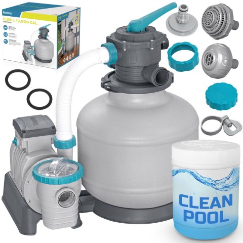 Pompa piaskowa do basenów 11355 L/h Bestway 58486 + tabletki multifunkcyjne Bestway Pompa piaskowa do basenów 11355 L/h Bestway 58486 + tabletki multifunkcyjne Bestway